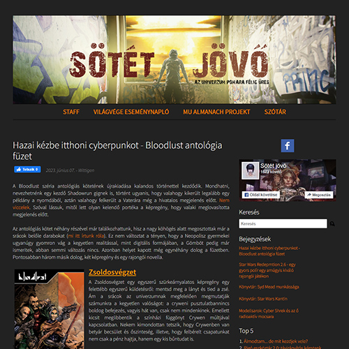 Sötét Jövő blog Bloodlust antológia ajánló
